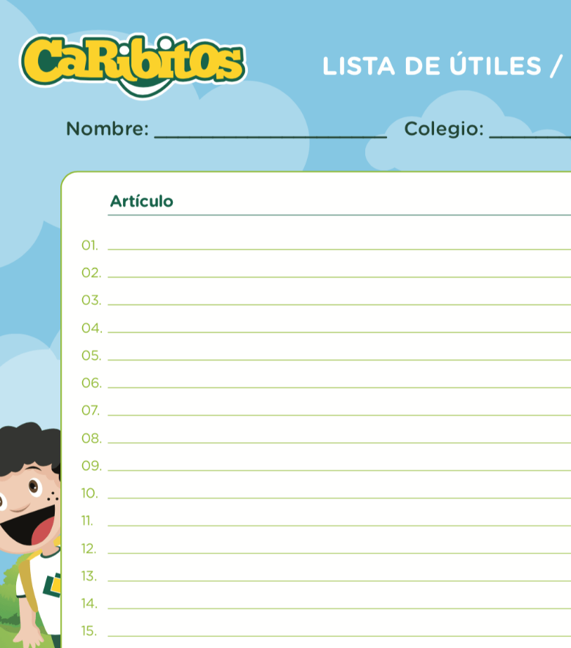 Lista de Útiles - Caribitos
